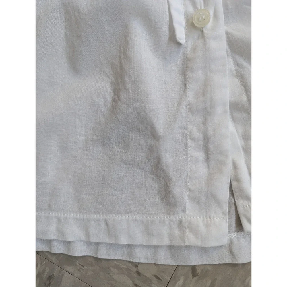 Piko 1988‎ White Button Up 100% Cotton Organza Overlay Belt Swim Cover Dress